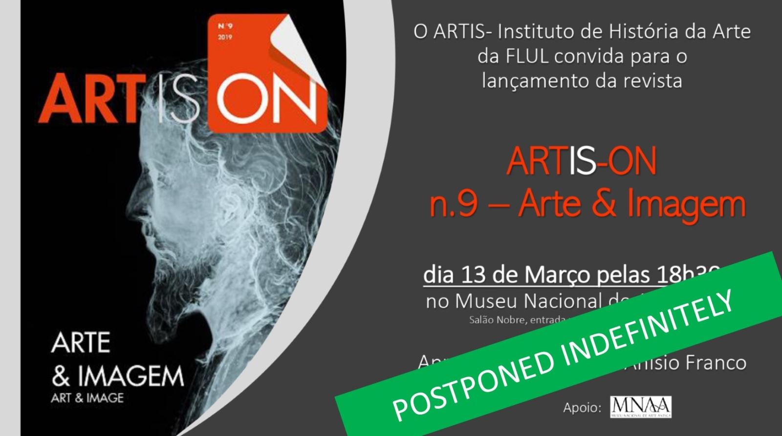 Launch of the Journal ARTis ON #9 - Art & Image Postponed