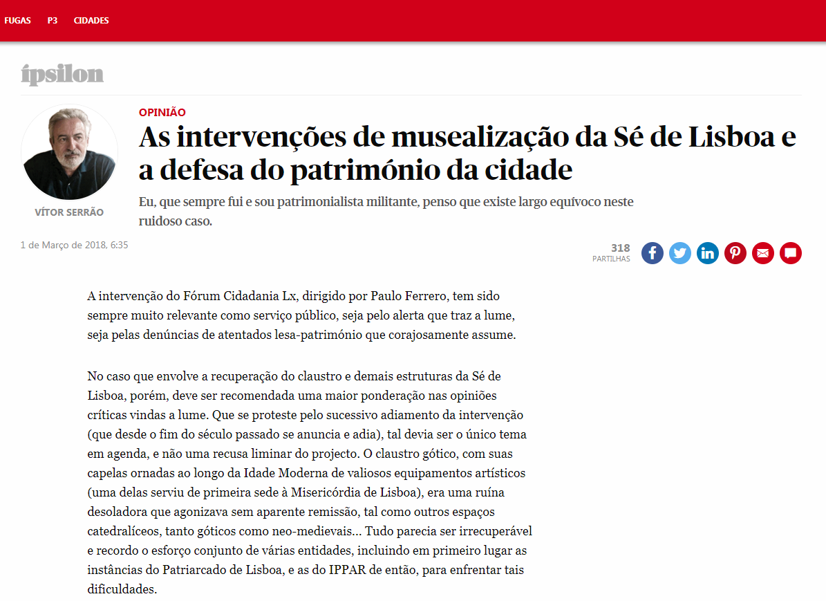 As intervenes de musealizao da S de Lisboa e a defesa do patrimnio da cidade